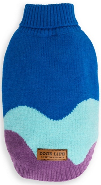 Dog's Life Polo Neck Wave Pullover Blue Medium