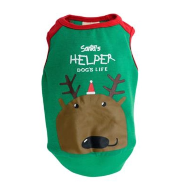 Dog's Life T-Shirt Santas' Helper Green Medium