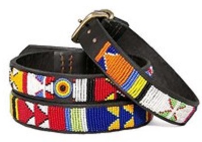 Hagen Beaded Leather Collar Small 16X35Cm