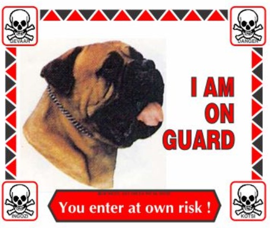 Daro Bullmastiff Warning Sign