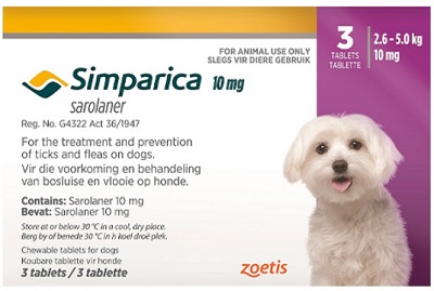 Simparica Tick & Flea Mini Dog 2.6-5Kg 3 Tablets