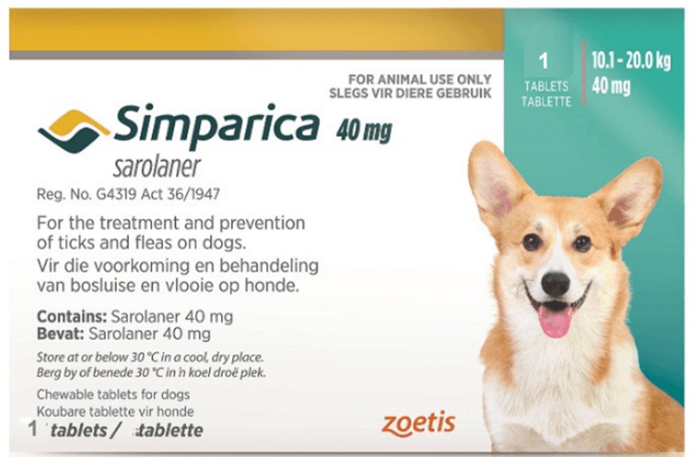 Simparica Tick & Flea Medium Dog 10.1-20Kg Tablet