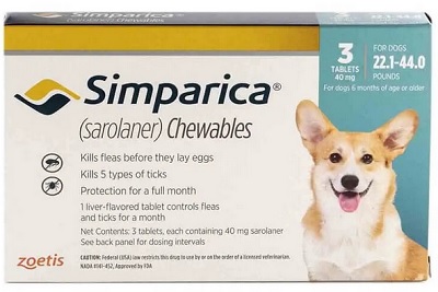 Simparica Tick & Flea Medium Dog 10.1-20Kg 3 Tablets