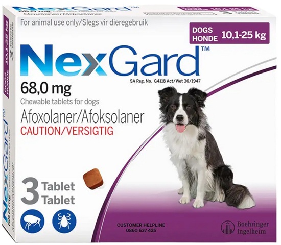 Nexgard Tick & Flea Medium 10.1-25Kg 3 Tablets