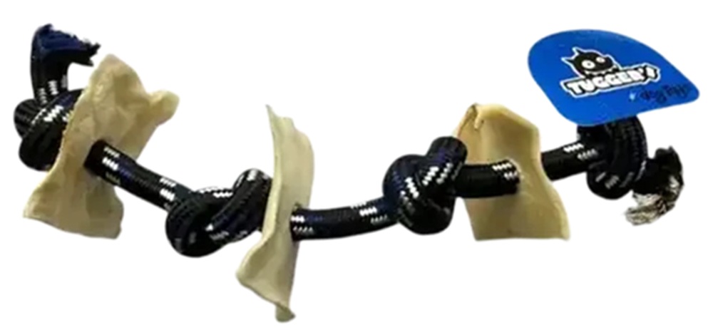 Tugger's Rope Toy With Three Rawhide Chips Large
