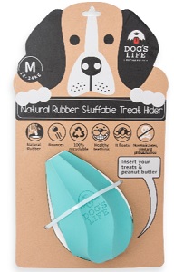 Dog's Life Natural Rubber Treat Holder Turquoise Medium