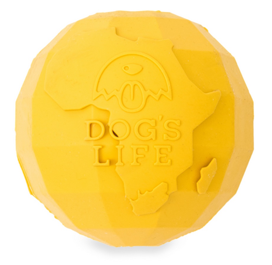 Dog's Life Natural Rubber Treat Ball Yellow Small