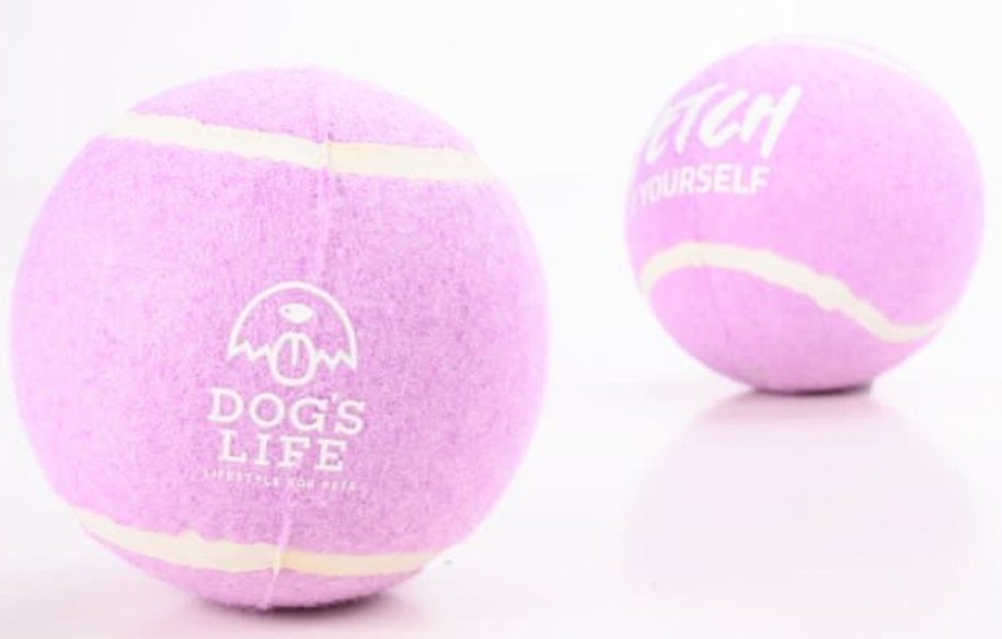 Dog's Life Fetch-It Tennis Ball 2Pk Lilac Large
