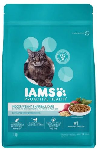 Iams Adult Indoor Weight & Hairball Care 1Kg