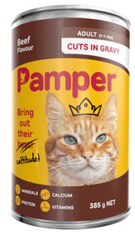 Pamper Adult Beef Cuts In Gravy 385G