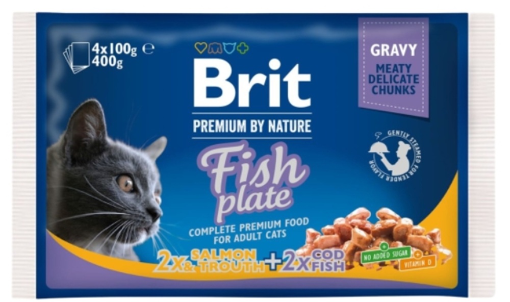 Brit Adult Fish Plate 4X100G