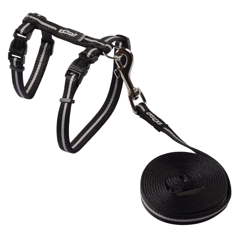 Rogz Alley Cat Classic Harness & Lead Set X-Small 20-30Cm Black