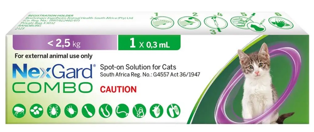 Nexgard Combo Tick, Flea & Dewormer Small 0.3Ml <2.5Kg Ea