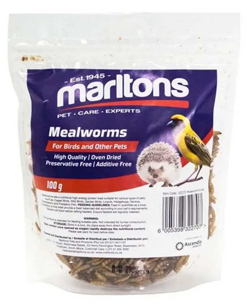 Marltons Mealworms For Birds & Other Pets 100G