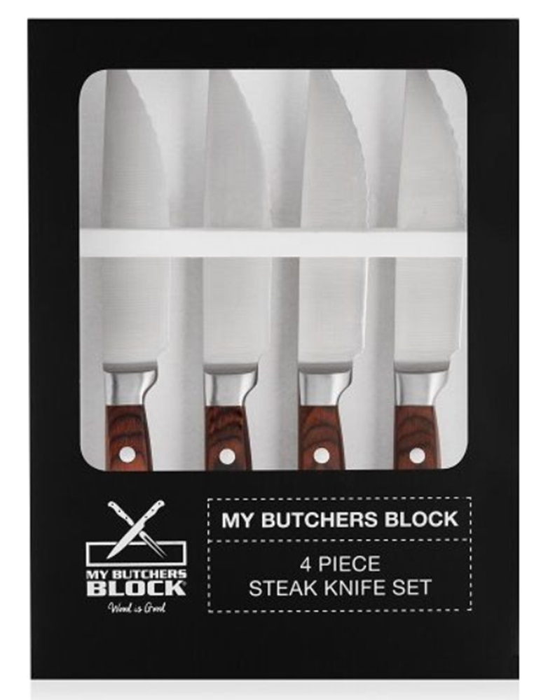 Butchers Block Steak Knife Set 4Pc