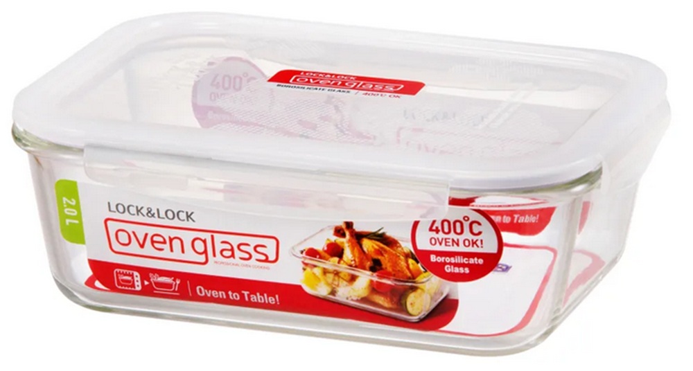 Lock 'N Lock Euro Glass Rectangular 2Lt