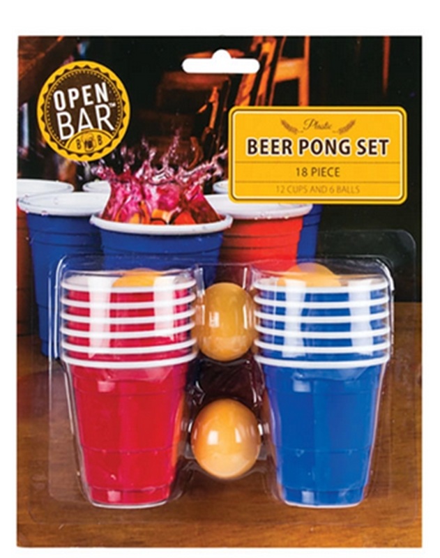 Open Bar Drinking Game Mini Beer Pong 18Pc
