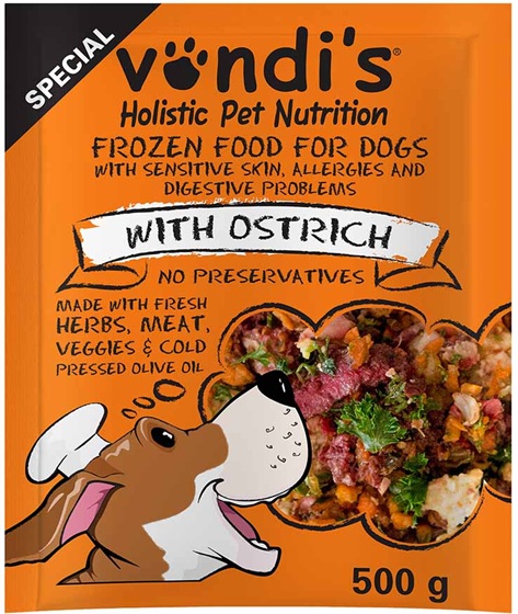 Vondi's Frozen Natural Special Sensitive Skin & Tummy Ostrich 500G
