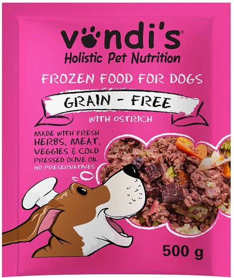 Vondi's Frozen Natural Grain-Free Ostrich 500G