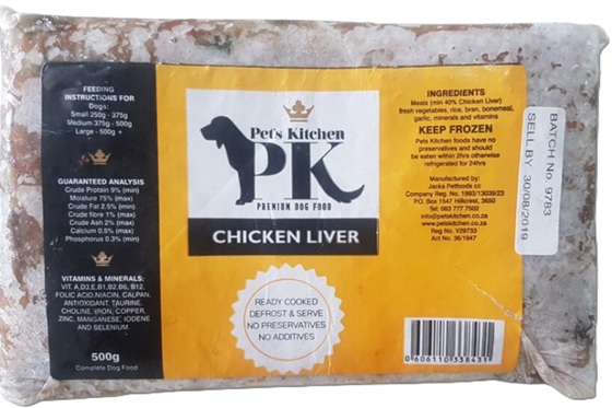 Pet's Kitchen Frozen Chicken Liver 500G