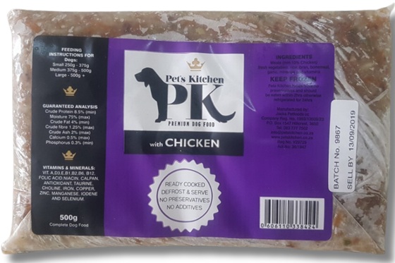 Pet's Kitchen Frozen Chicken 500G