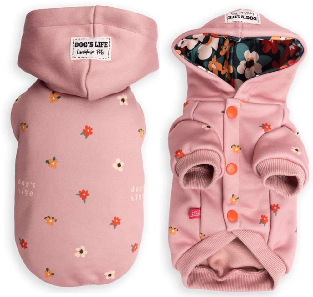 Dog's Life Nature Loving Pup Winter Hoodie Pink Large