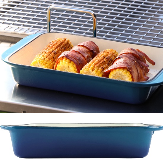 Chef Enamel Flat Dish Blue Rectangle 3L