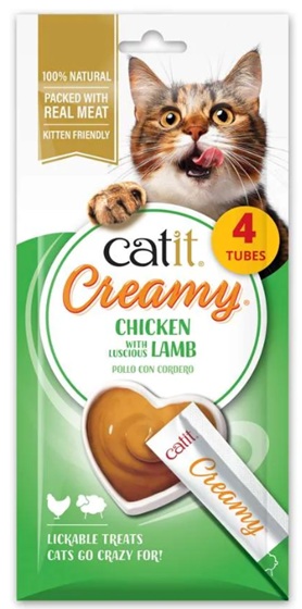 Catit Creamy Lickable Treats Chicken & Lucious Lamb 10Gx4
